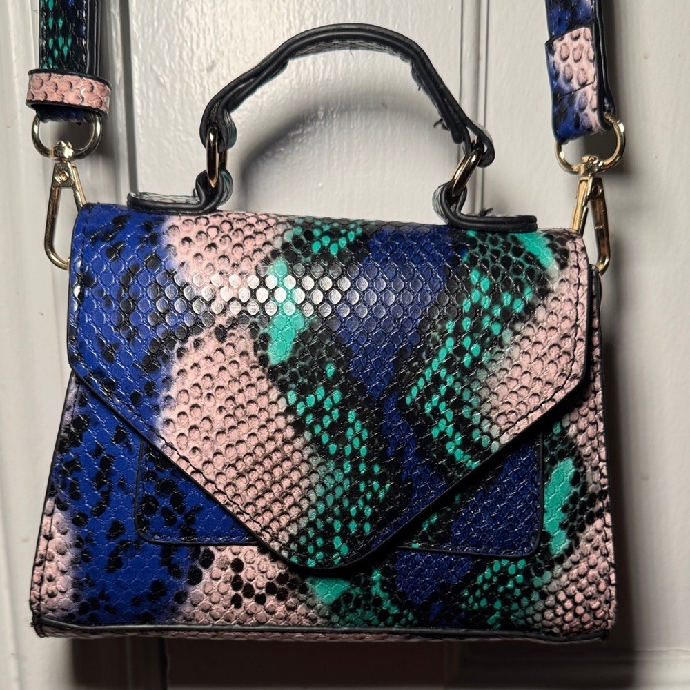 Stylish Multicolor Snake Print Mini Handbag - Picture 10 of 11